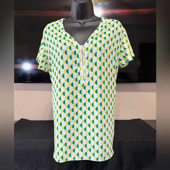 Cato Spring Green and White Geometric Tunic Sz 18/20W Normcore Dopamine - Picture 1 of 4
